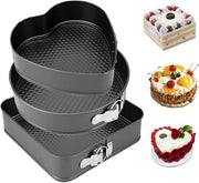 Set di stampi per dolci, rivestimento antiaffrancante alimentare, forma per torta, BPA libero, con fondo rimovibile, fondo a grata di miele per riscaldamento uniforme, forma a cuore, forma rotonda, forma quadrata, 20/22/24 cm