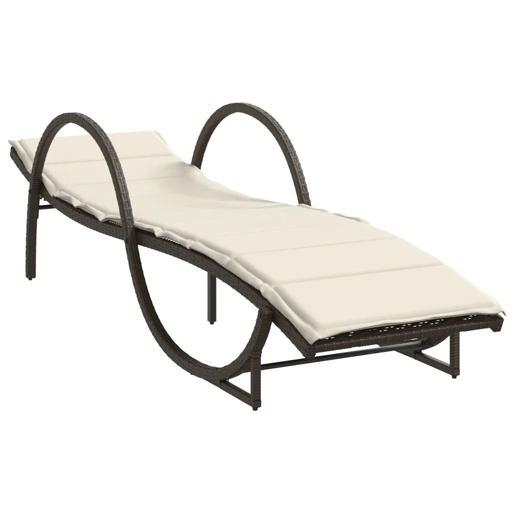 Lettino Prendisole | Sdraio da giardino | Lettino da sole con Cuscino Marrone 60x199x42 cm Polyrattan
