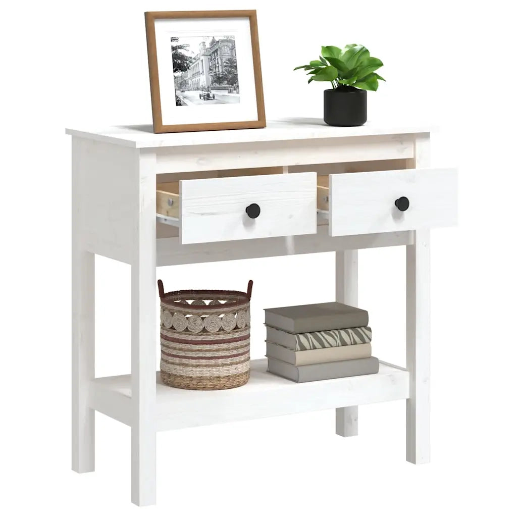Tavolo Consolle | Tavolo d'Ingresso Bianco 75x35x75 cm in Legno Massello di Pino