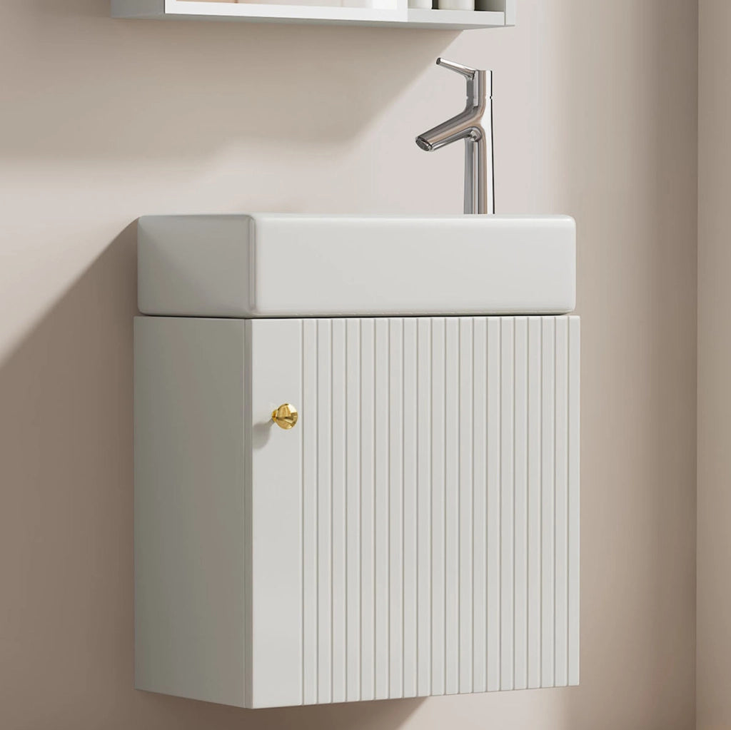 LAVABO Bagno con mobile in MDF Bianco e lavabo in ceramica