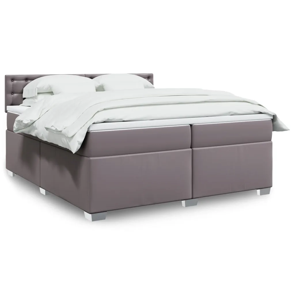 Giroletto a Molle con Materasso Grgio 200x200 cm in Similpelle