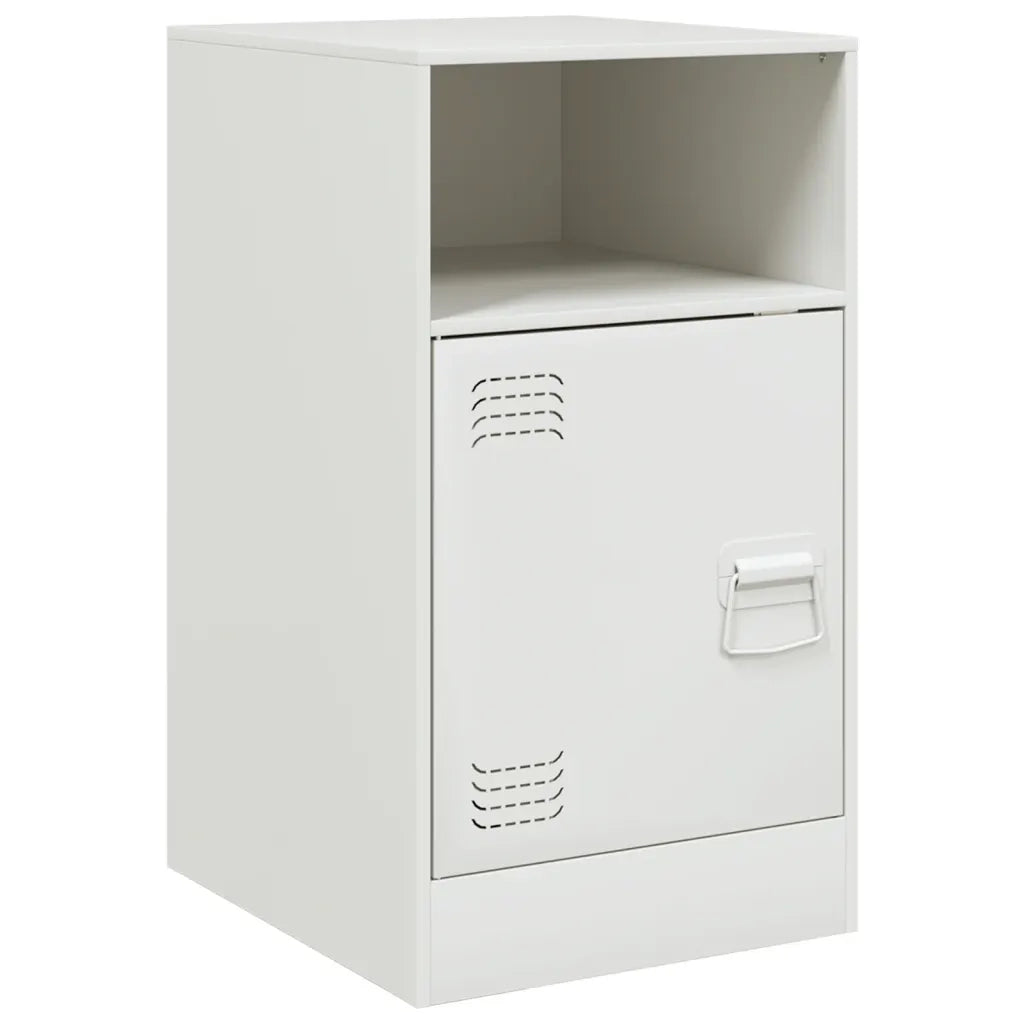 Set di 2 Comodini | Armadio da Notte | Mobiletto da notte Bianchi 34,5x39x62 cm in Acciaio