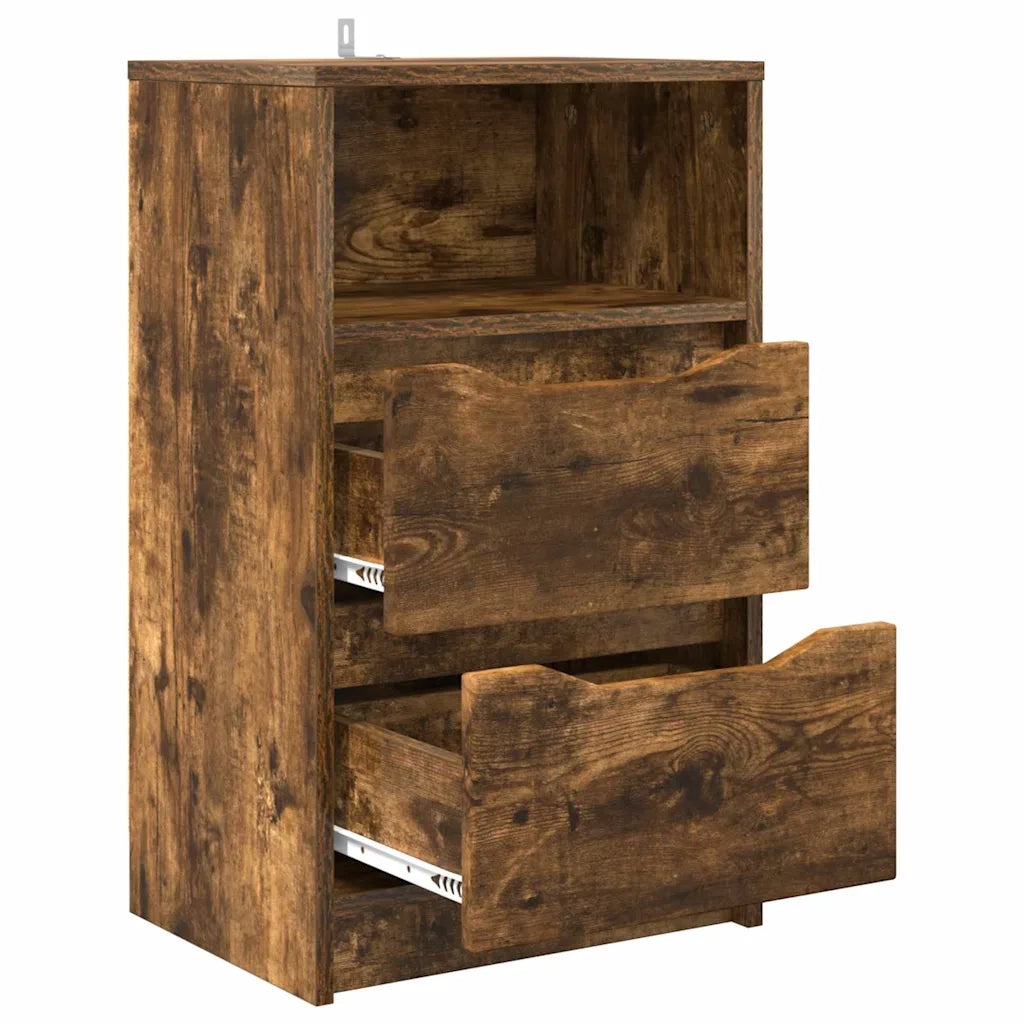 Comodini 2 pz-Set di 2 Tavolino da notte Rovere fum¨¦ 40 x 30 x 467 cm Legno multistrato