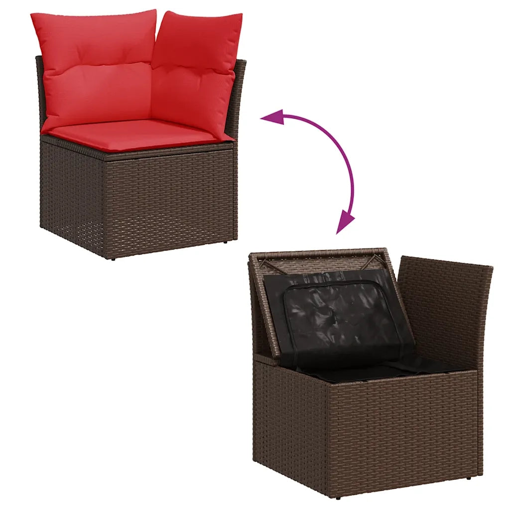 Set Divano da Giardino 8pz con Cuscini Marrone Polyrattan Acacia 3326445