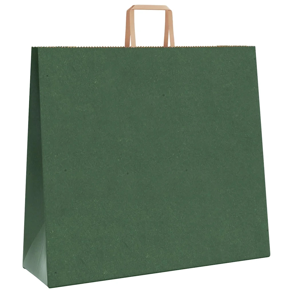 Sacchetti di Carta 250 pz con Manici Verdi 54x15x49 cm 4101962