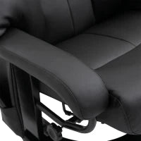 Poltrona Relax Reclinabile e Massaggiante con Pouf Poggiapiedi e Telecomando, 76x80x102 cm Nero