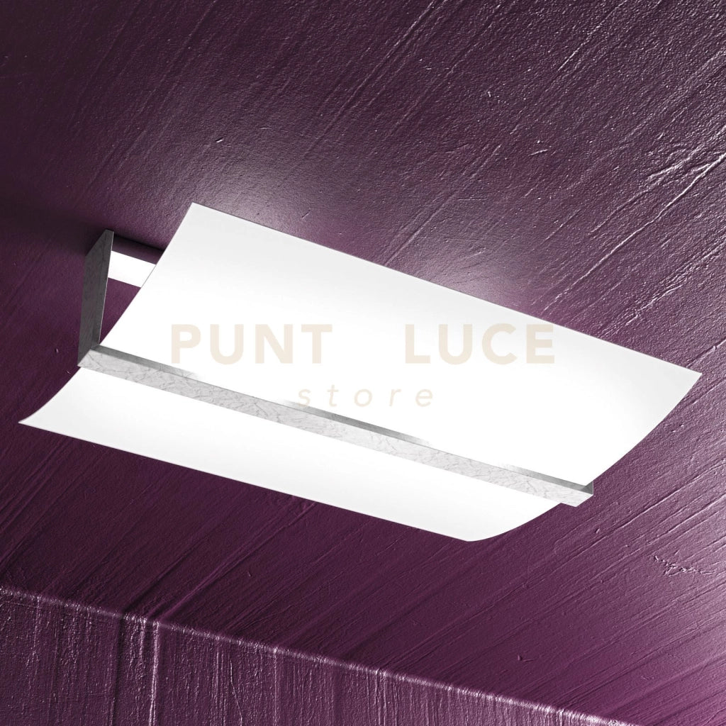 WOOD PLAFONIERA CM.50 2 LUCI FOGLIA ARGENTO 1019-PL50-FA