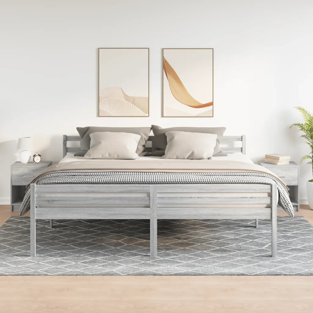 Comodini 2 pz con Cassetto-Set di 2 Tavolino da notte Grigio Sonoma 40x34x50 cm