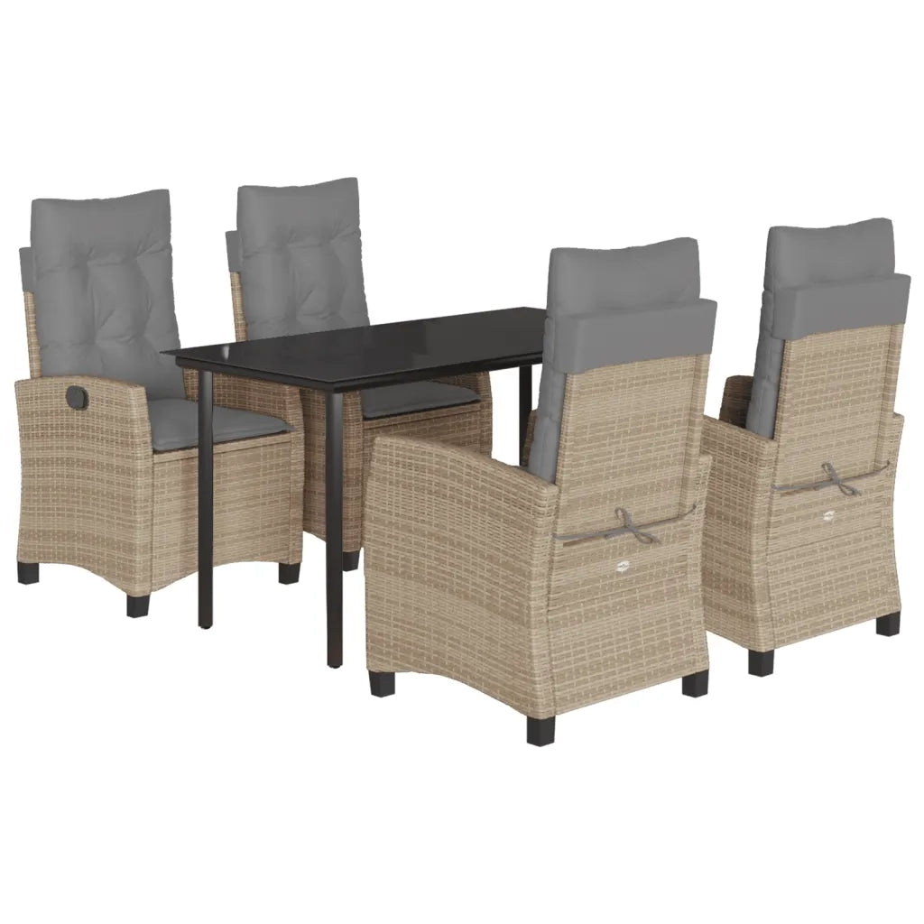 Set Pranzo da Giardino 5 pz con Cuscini Beige Misto Polyrattancod mxl 87028