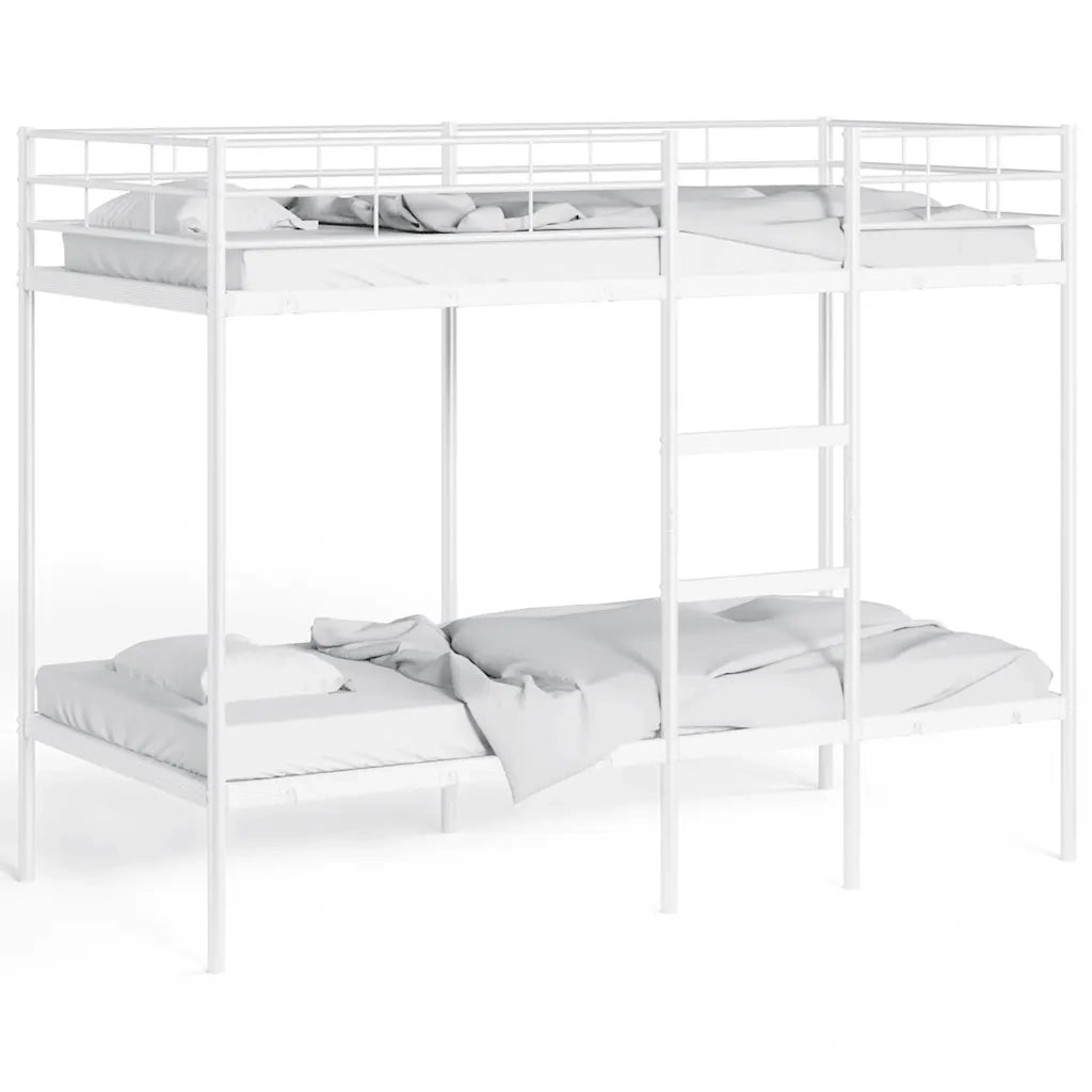 Letto a Castello senza Materasso Bianco 100x190 cm in Acciaio