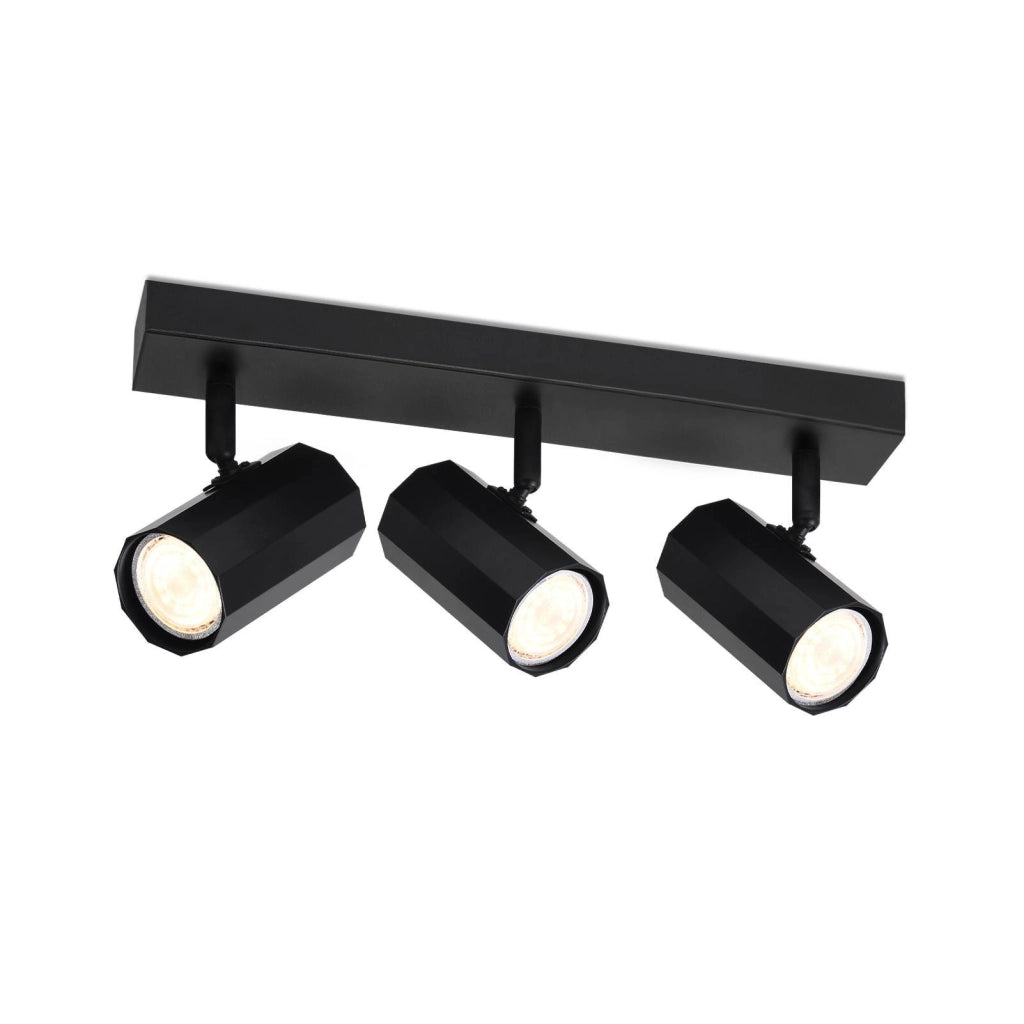 ZMH Faretto da soffitto metallici neri 3 luci GU10 max 25W retro girevoli 350° per salotto cucine sale pranzo