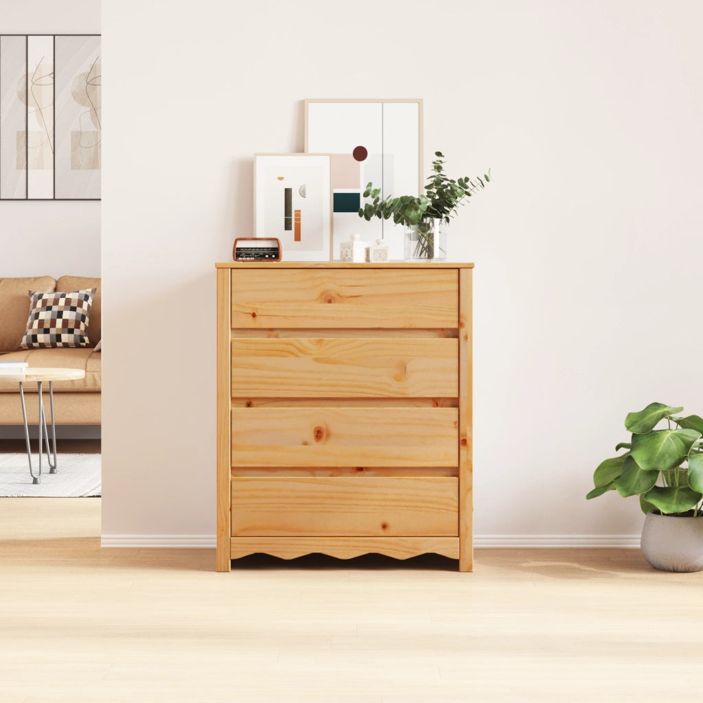 Cassettiera "DRAMMEN" 76,5x40x91 cm Legno Massello di Pino