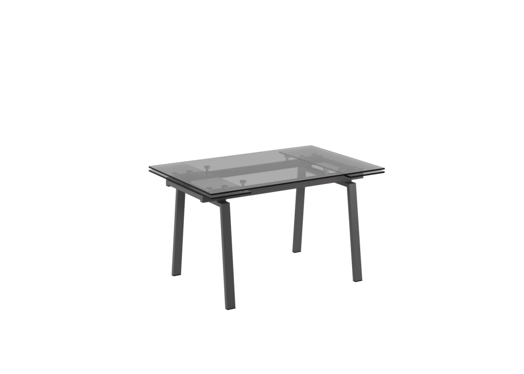 Tavolo da cucina allungabile Tommy 140/200x80cm in vetro temperato trasparente e struttura in metallo verniciato colore Grigio - Tommy