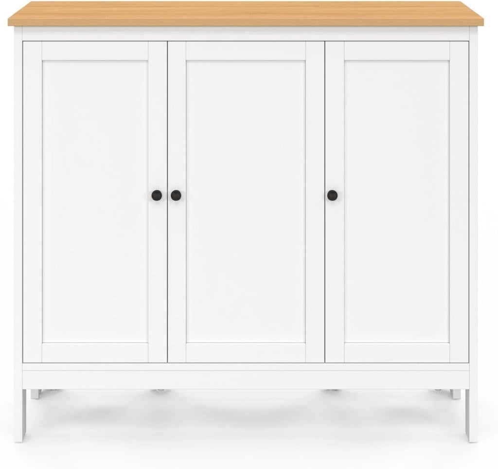 Tavolo bar ad isola Achille e 2 sgabelli in legno bianco con piano in faggio