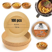 Papier per air fryer, 100 pezzi, 16 cm, cerchio per air fryer con trattamento antiscivolo