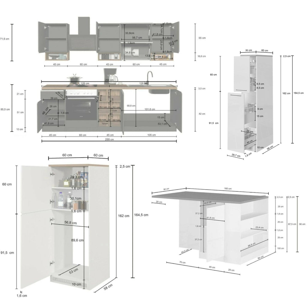 Cucinino Balme, Cucina Modulabile, Elettrodomestici non inclusi, Made in Italy, Bianco Lucido