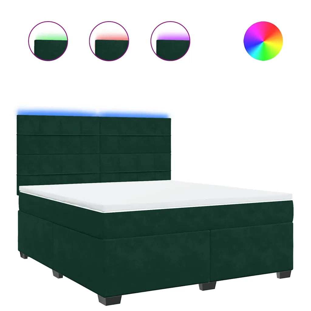 Giroletto a Molle con Materasso Verde Scuro 180x200 cm Velluto
