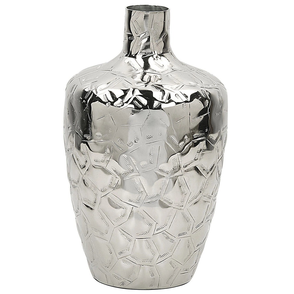 Vaso di fiori in metallo argentato 33 cm decorativo impermeabile moderno soggiorno glamour pezzo