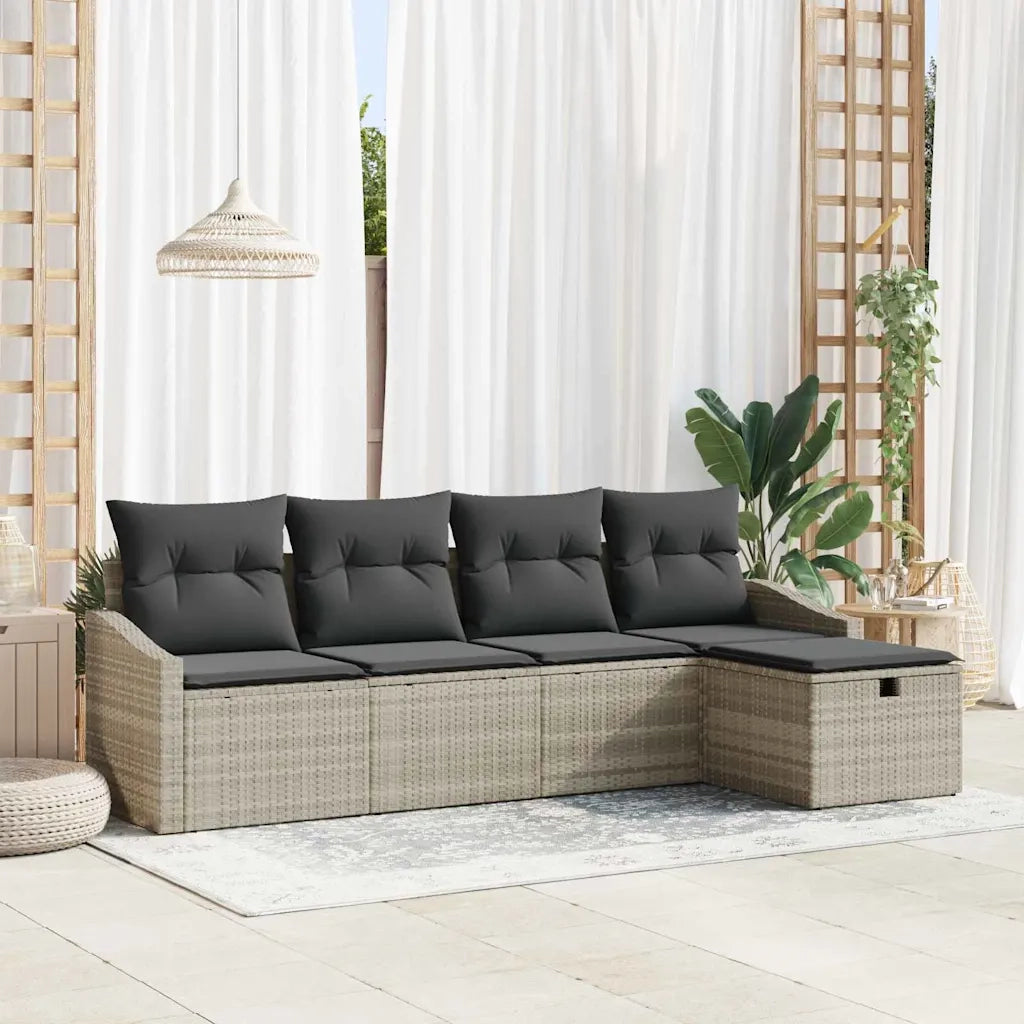 Set di divani con cuscino 5 pcs Grigio chiaro polyrattan 3359261