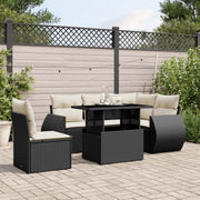 Set Divano da Giardino 6 pz con Cuscini Nero in Polyrattan 3268536