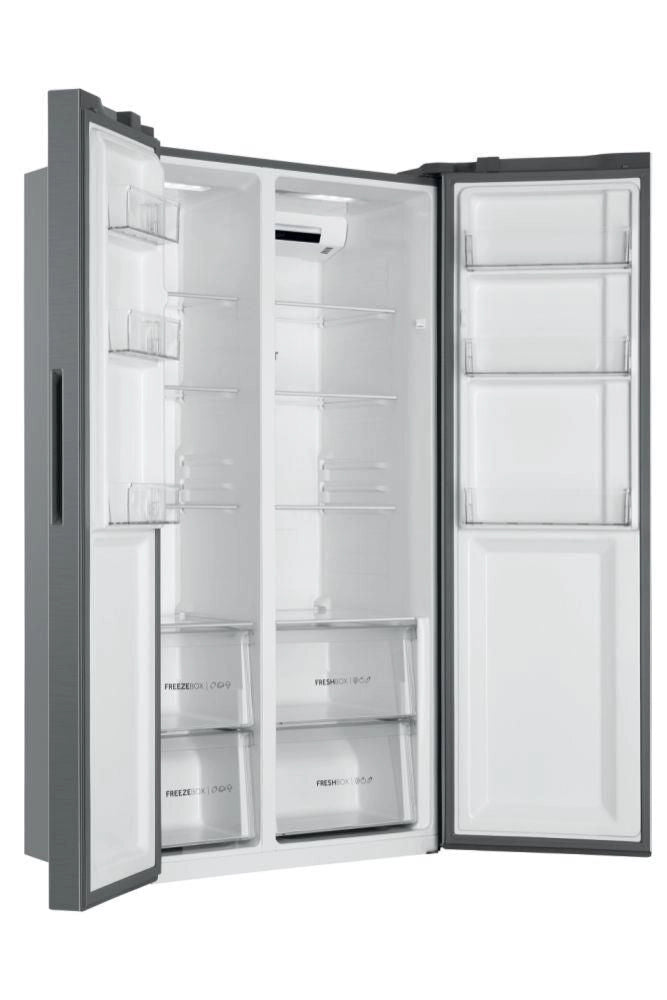 Haier HSR3918ENPG Serie 3 Frigorifero Side by Side 528 L 177 cm Classe E 38 dB No Frost Inverter Multi Air Flow colore Argento