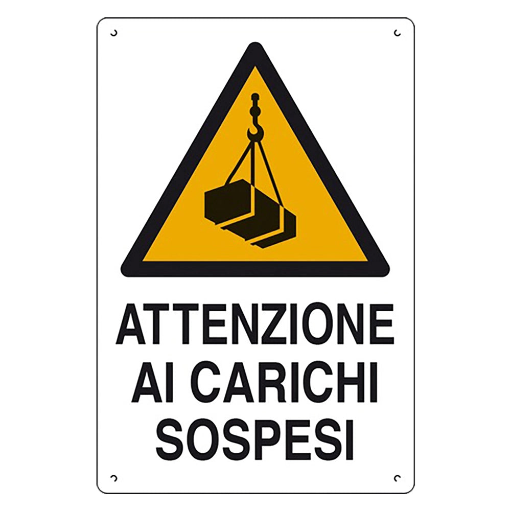 CARTELLO 'ATTENZIONE AI CARICHI SOSPESI' cm 60 x 40- 10 pezzi  - EUROSIGNALS