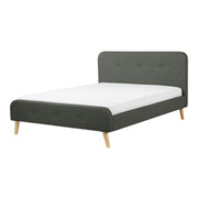 Letto a doghe Tessuto in poliestere grigio scuro Gambe in legno imbottite 140 x 200 cm matrimoniale Design moderno