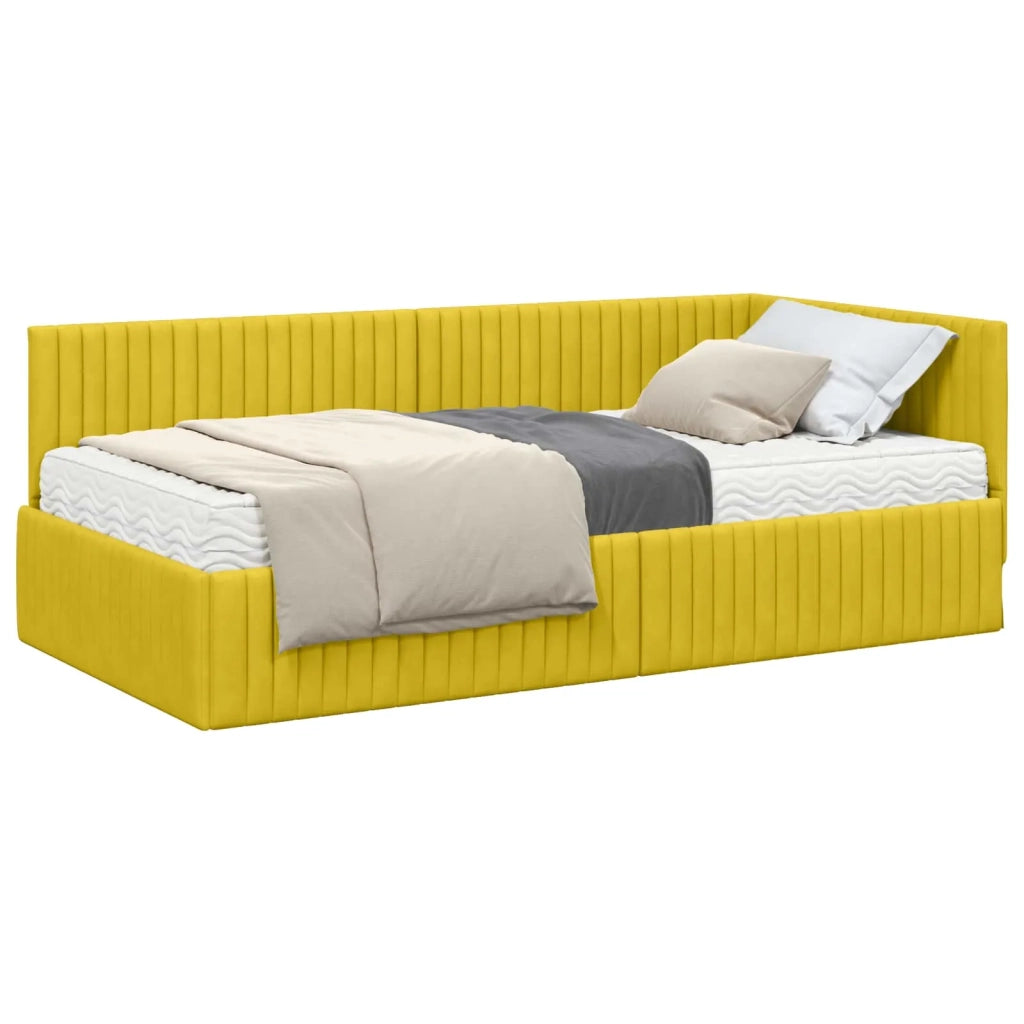 Struttura Letto Angolare con Materasso 2 pz-Giroletto con materasso Giallo Velluto 674142