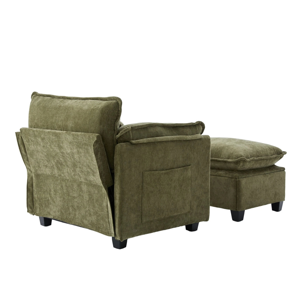 Poltrona Lounge con Poggiapiedi e Cuscino ¨C MINIMAL ¨C Velluto, Soggiorno