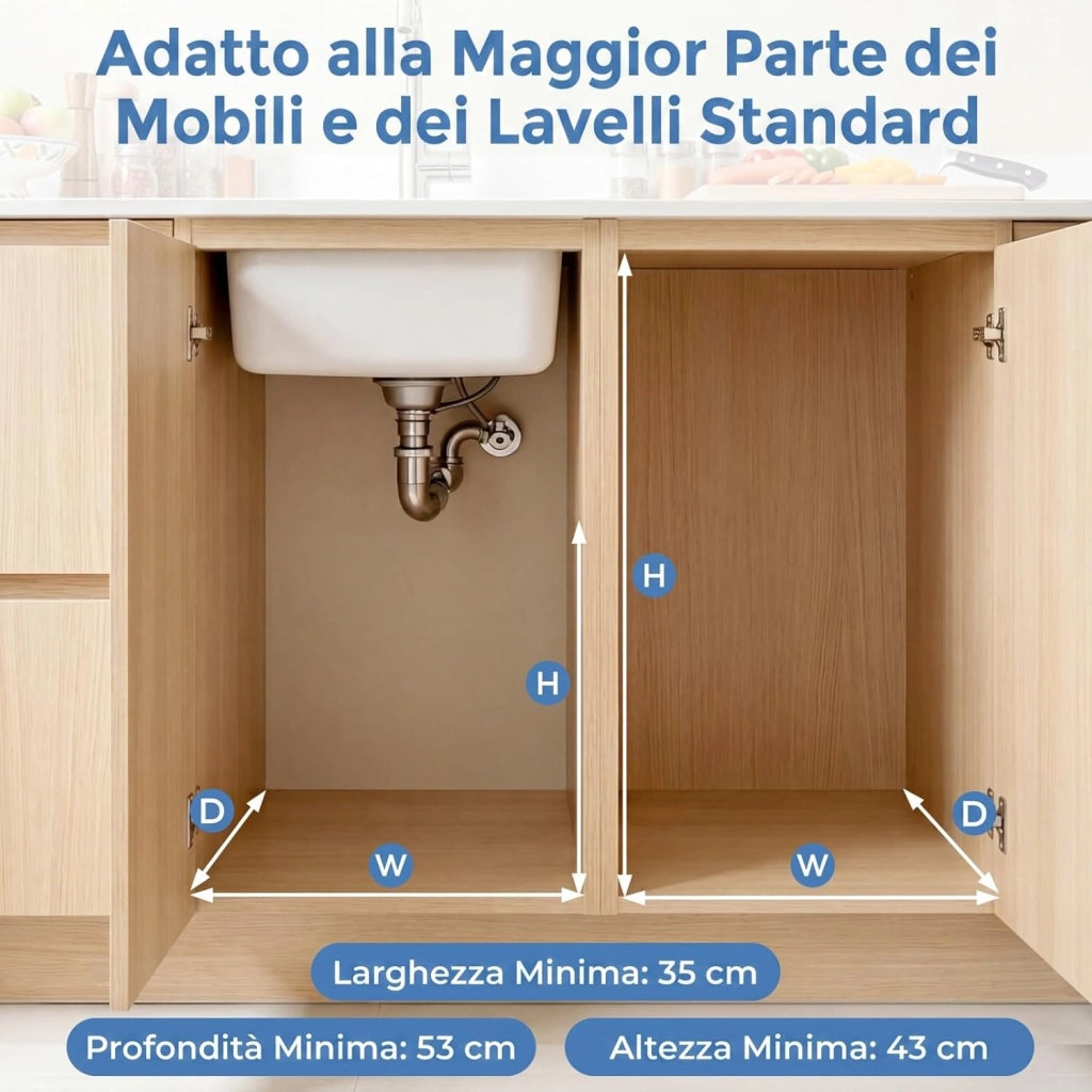 Pattumiera Estraibile Sottolavello, Pattumiera Differenziata con 2 Scomparti Rimovibili 20+20 L, Bidone della Spazzatura per Cucina, 51,5 x 34 x 41,5 cm