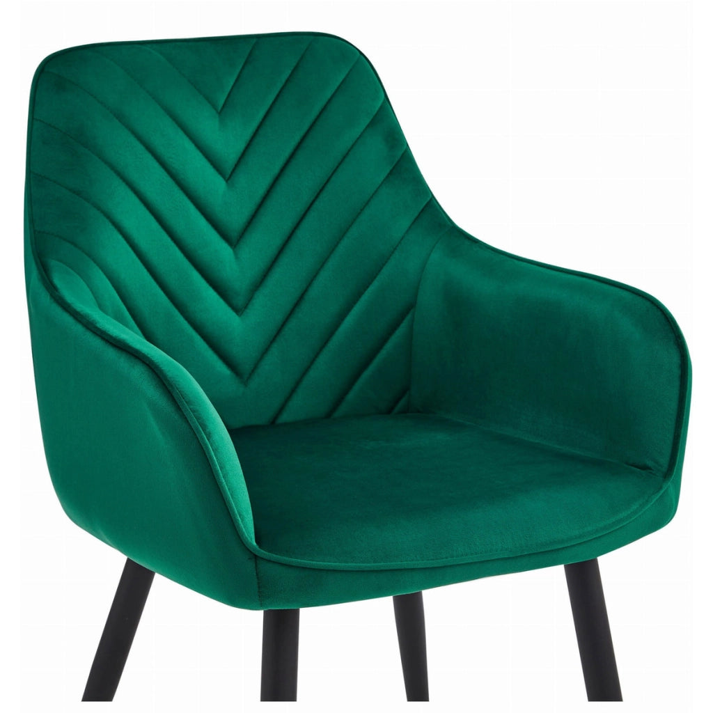 Sedia Nana in Velluto Verde Smeraldo con Gambe Nere