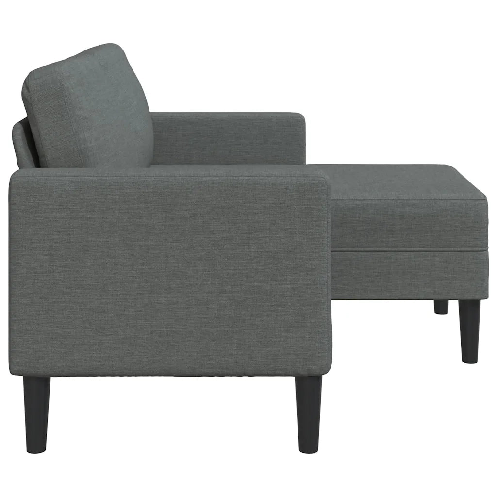 Divano a 2 posti con chaise longue a L grigio scuro 125 cm in tessuto 4107062