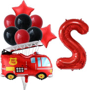 Decorazione di compleanno per bambini con tema vigili del fuoco, set di 10 pezzi