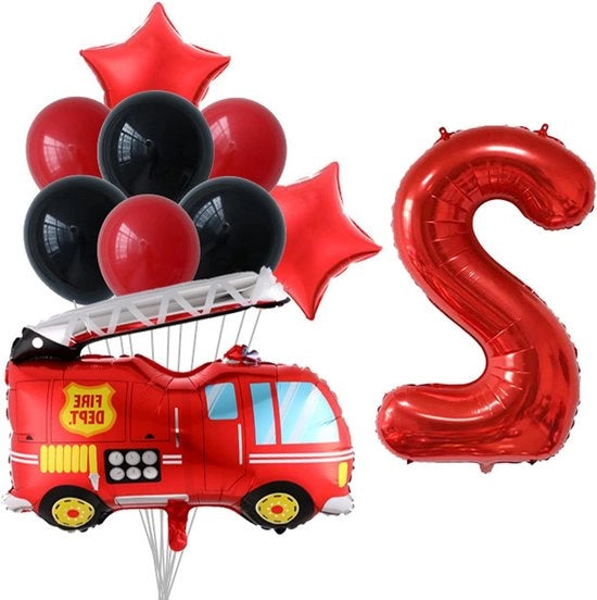 Decorazione di compleanno per bambini con tema vigili del fuoco, set di 10 pezzi