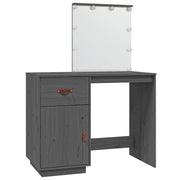 Toeletta | Tavolo da Trucco con LED Grigia 95x50x133,5cm in Legno Massello di Pino