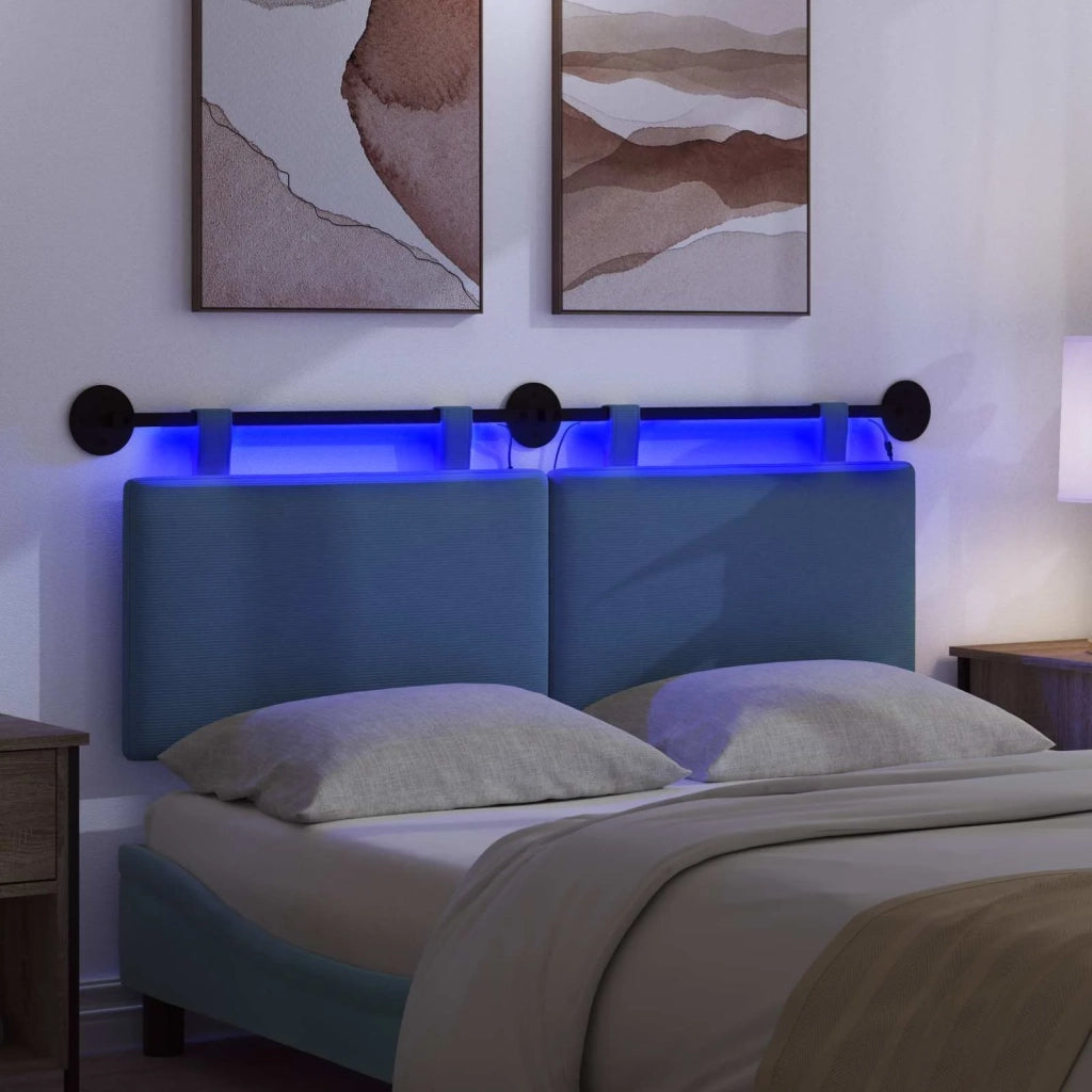 Testiera | Testata sospesa Con luce LED Blu Tessuto in Cords
