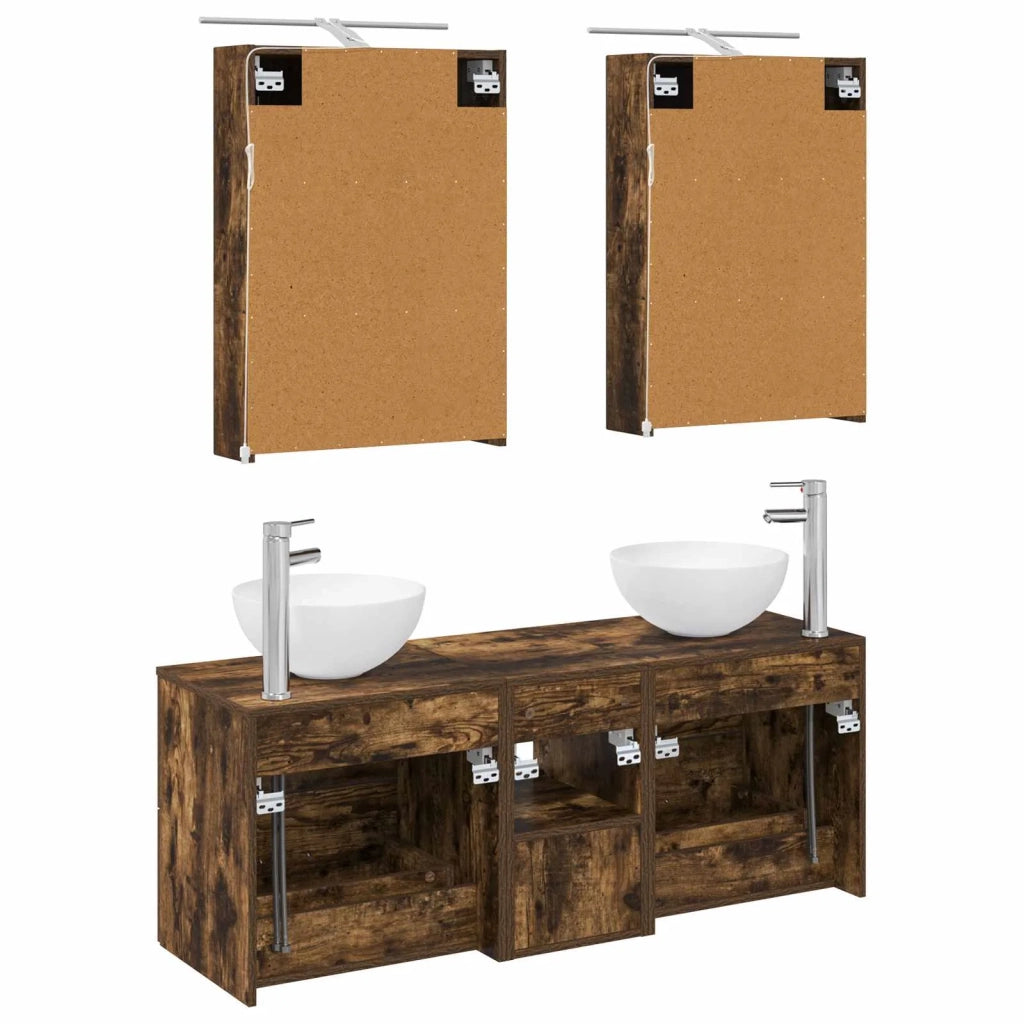 Set di mobili per il bagno 5 pcs Rovere Fumo 3406715
