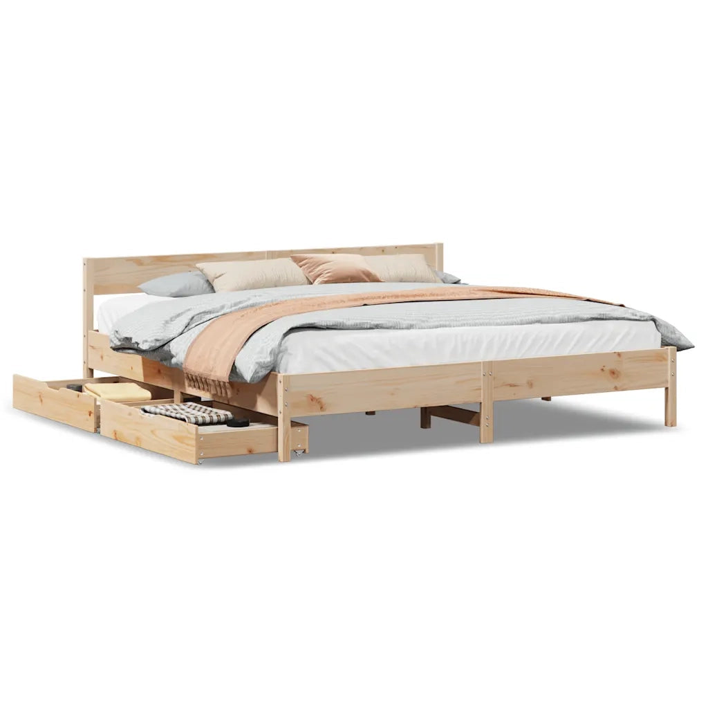 Letto senza Materasso 160x200 cm in Legno Massello di Pino