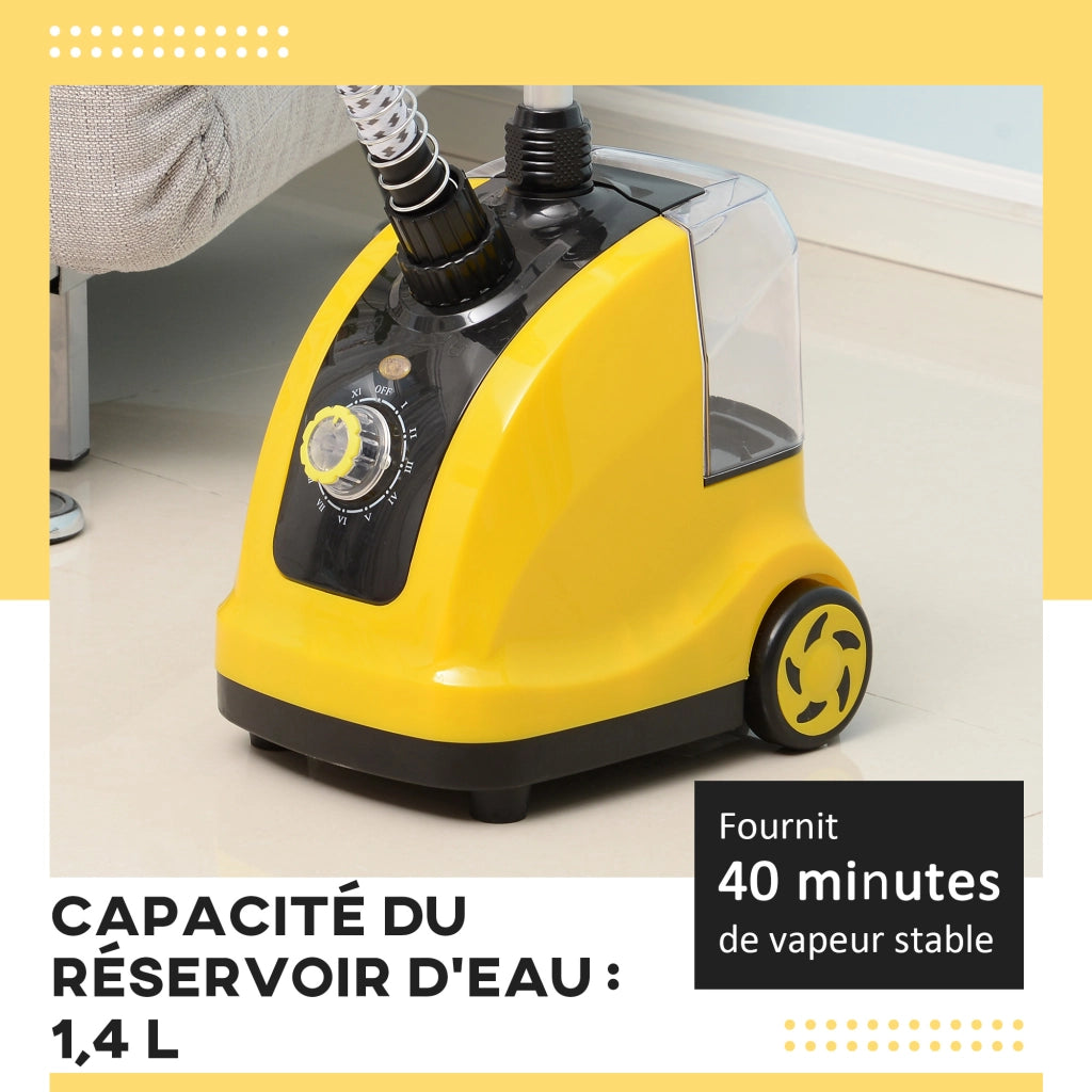 Stendibiancheria a Vapore Verticale ¨C Zephmum ¨C 1,4L 1950W 32g/min Telescopico Giallo Nero