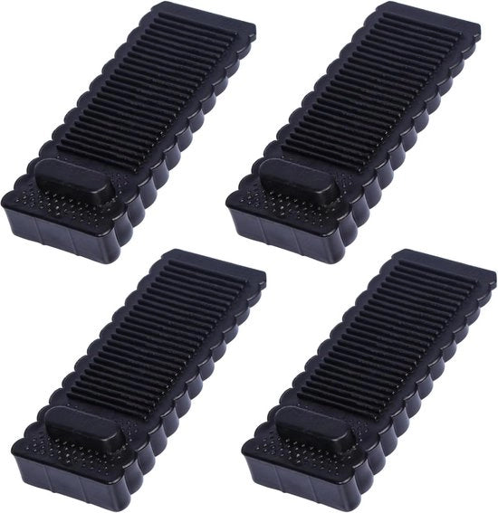 Blocco porta 4 pezzi - nero - Flessibile - Gomma porta - Autoadesivo - 9*4*1.4cm - Gomma