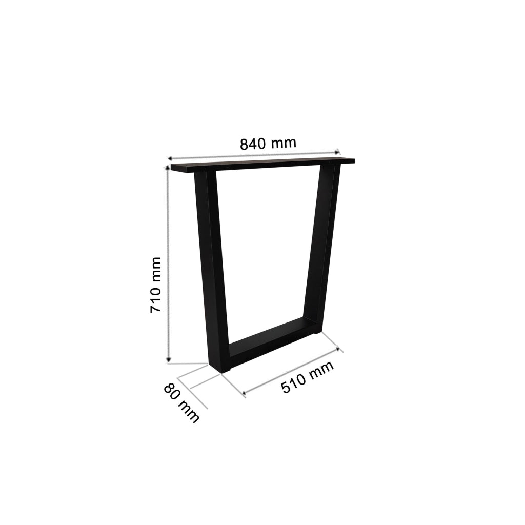 Gambe a U, Metallo, 84x71 cm, Supporto, Cavalletto, Per Piani di Tavolo, Soggiorno, Sala da Pranzo, Ufficio, Nero