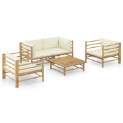 Set Divani da Giardino 5 pz con Cuscini Bianco Crema in BambÃ¹ cod mxl 51599