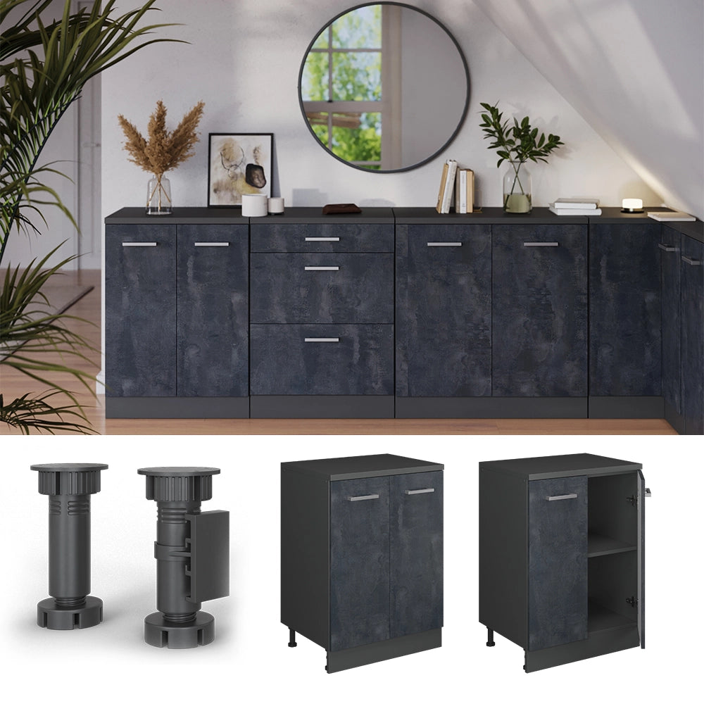 Mobile per mansarda Rion Calce nera/Antracite 60 x 83.8 cm senza inclinazione con 2 ante Vicco