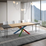 Tavolo allungabile 180/280x90 cm Versalux rovere scortecciato gambe multicolore 4/C