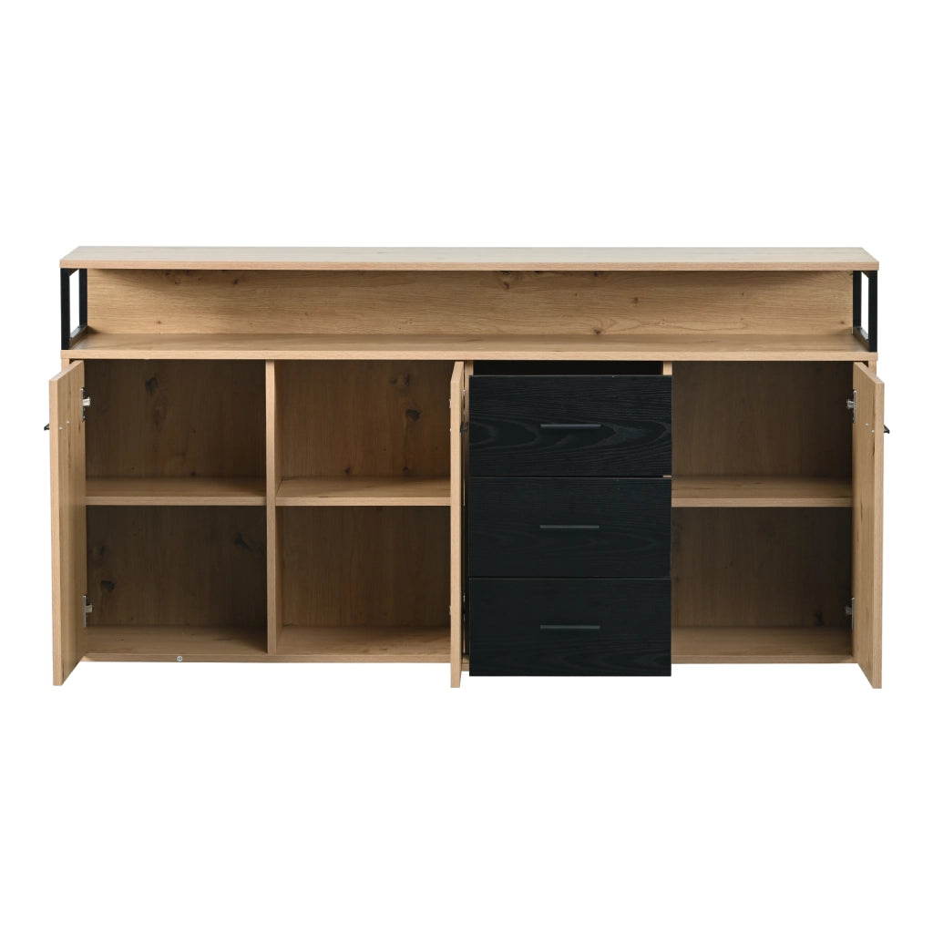 Sideboard moderno con 3 ante e 3 cassetti, struttura in pannello truciolare, 150 x 35 x 75,9 cm