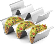 Set di tacche in acciaio inossidabile con maniglie per tacos e hotdog, 2 pezzi
