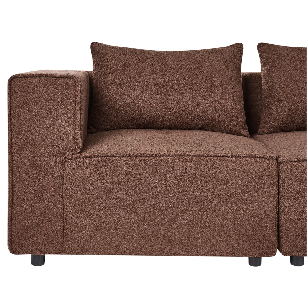 Divano a 4 posti in tessuto bouclè marrone modulare lato destro stile minimale moderno