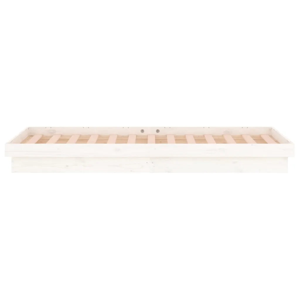 Giroletto con LED-Struttura Letto Bianco 90x190 cm Single in Legno Massello 282512