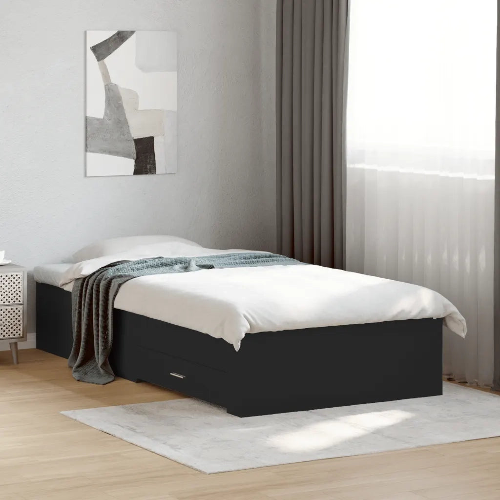 Giroletto con Cassetti Nero 75x190 cm in Legno Multistratocod mxl 91963