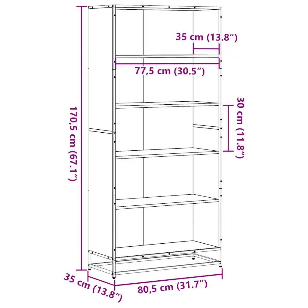 Libreria Rovere Marrone 80,5x35x170,5 cm in Truciolato 3300859